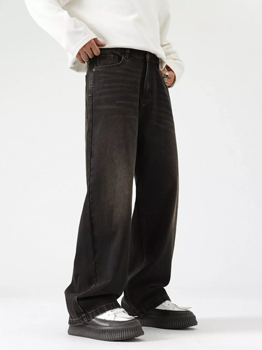 Men's Wash Wide Leg Jeans