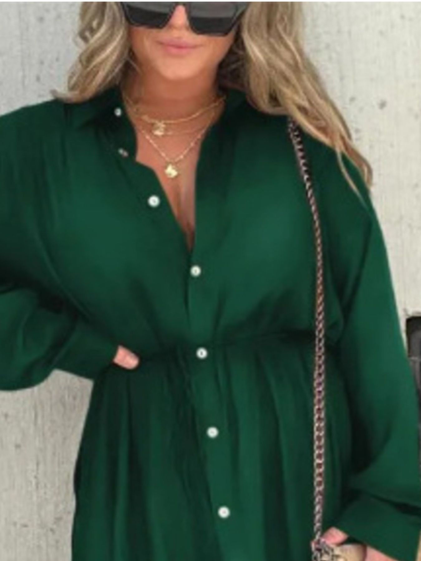 Full Size Button-Down Mini Shirt Dress Plus Size