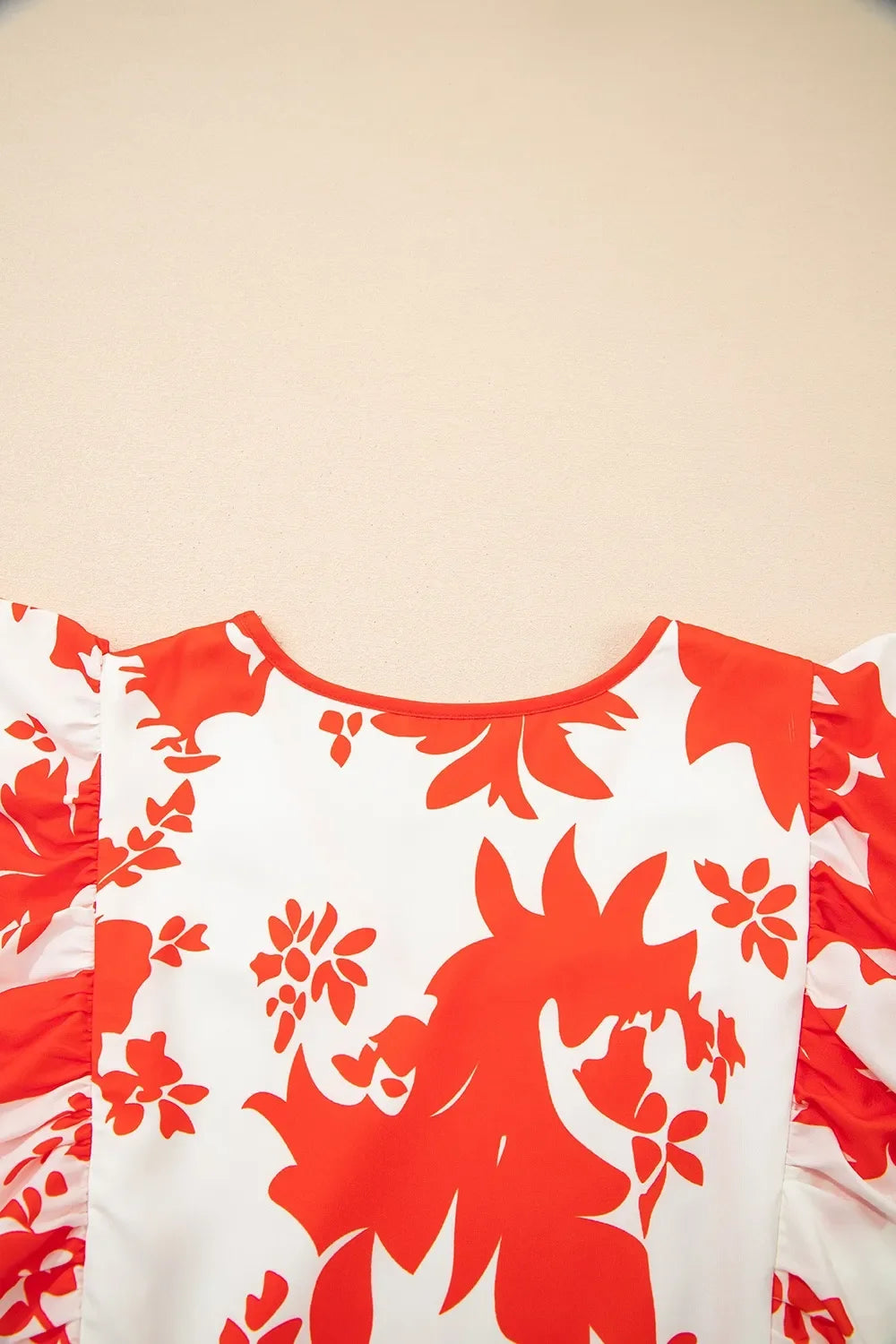 Floral V-Neck Summer Midi Dress