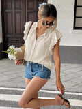 Ruffle Sleeve Tie-Neck Shirt
