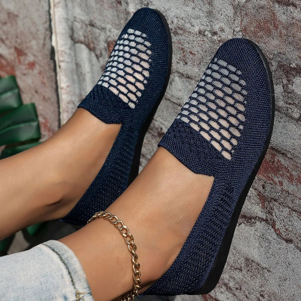 Mesh Breathable Slip-On Loafers with Perforated Design