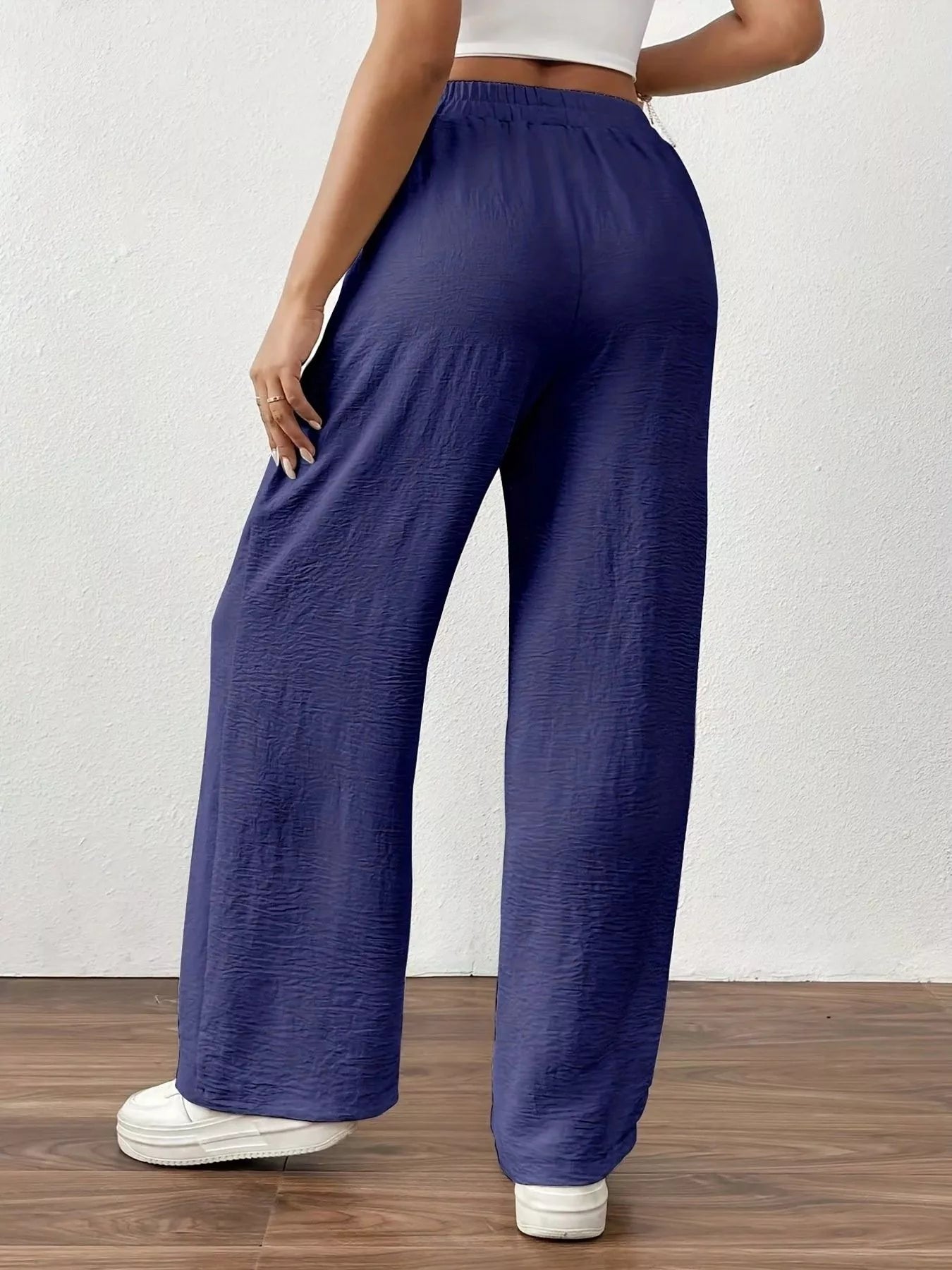 Casual Drawstring Wide Leg Pants