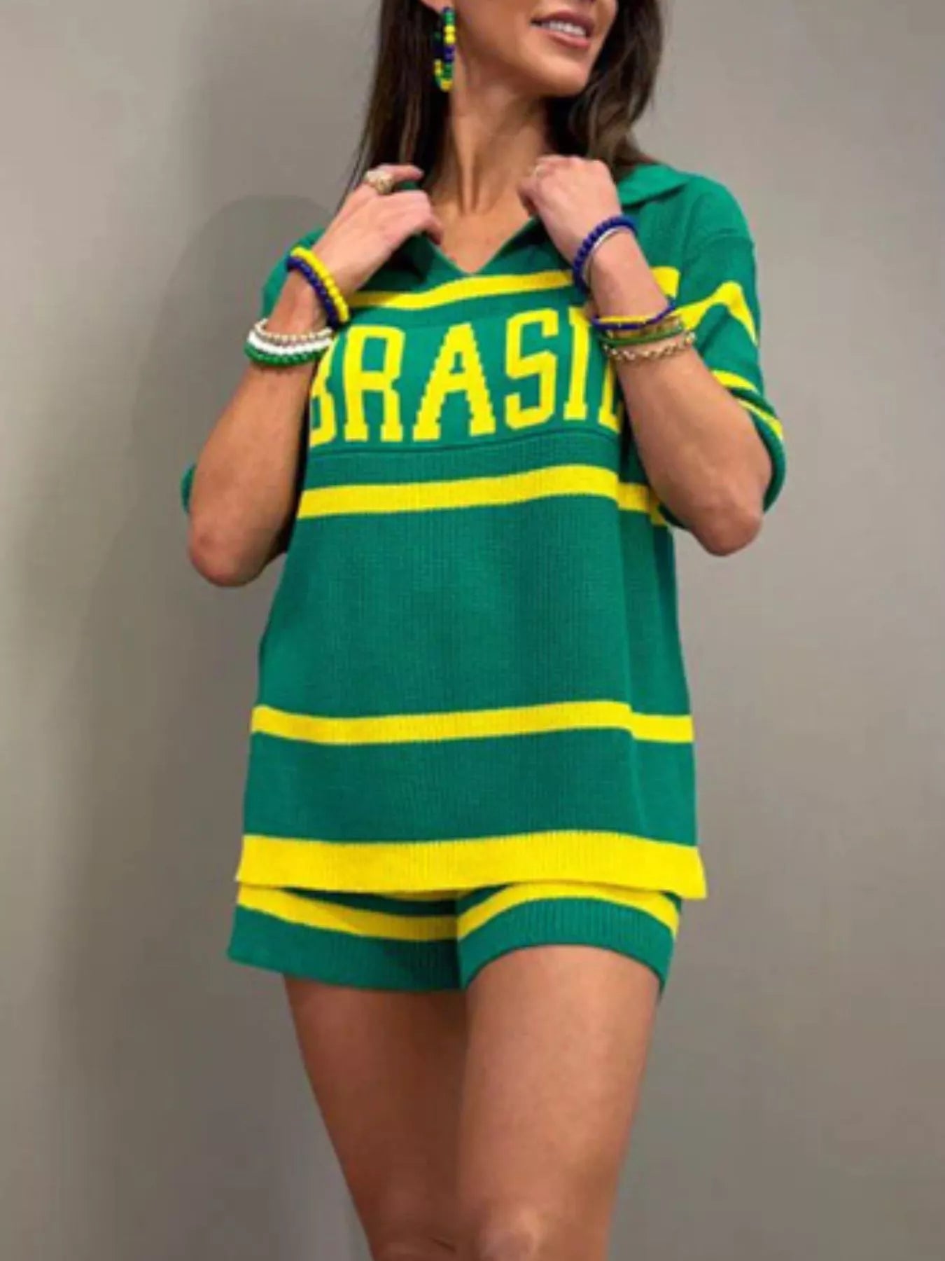 Brasil Two-Tone Top and Shorts Set