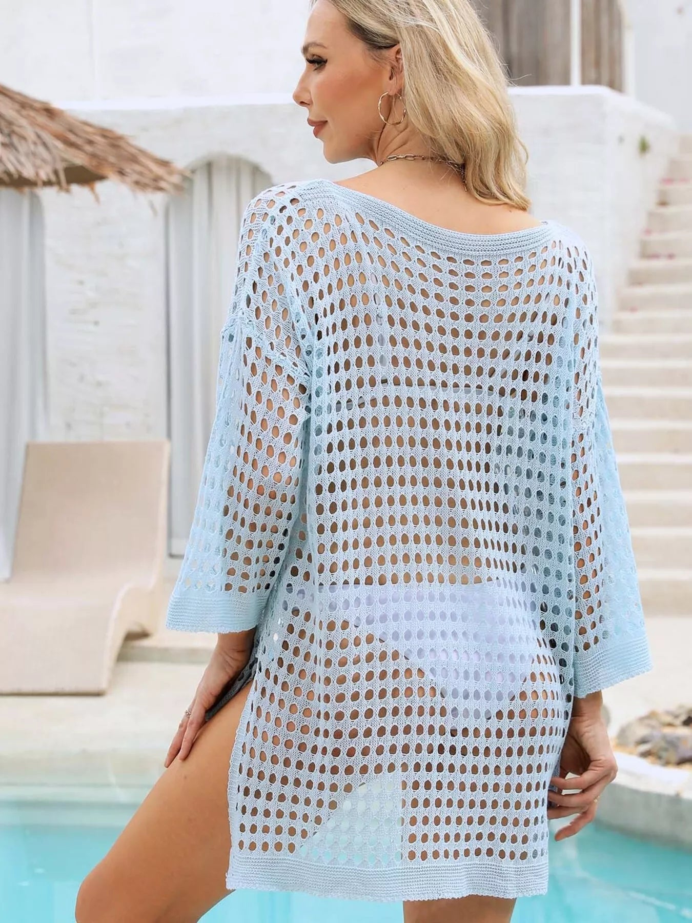 Crochet Knit Slit Cover Up