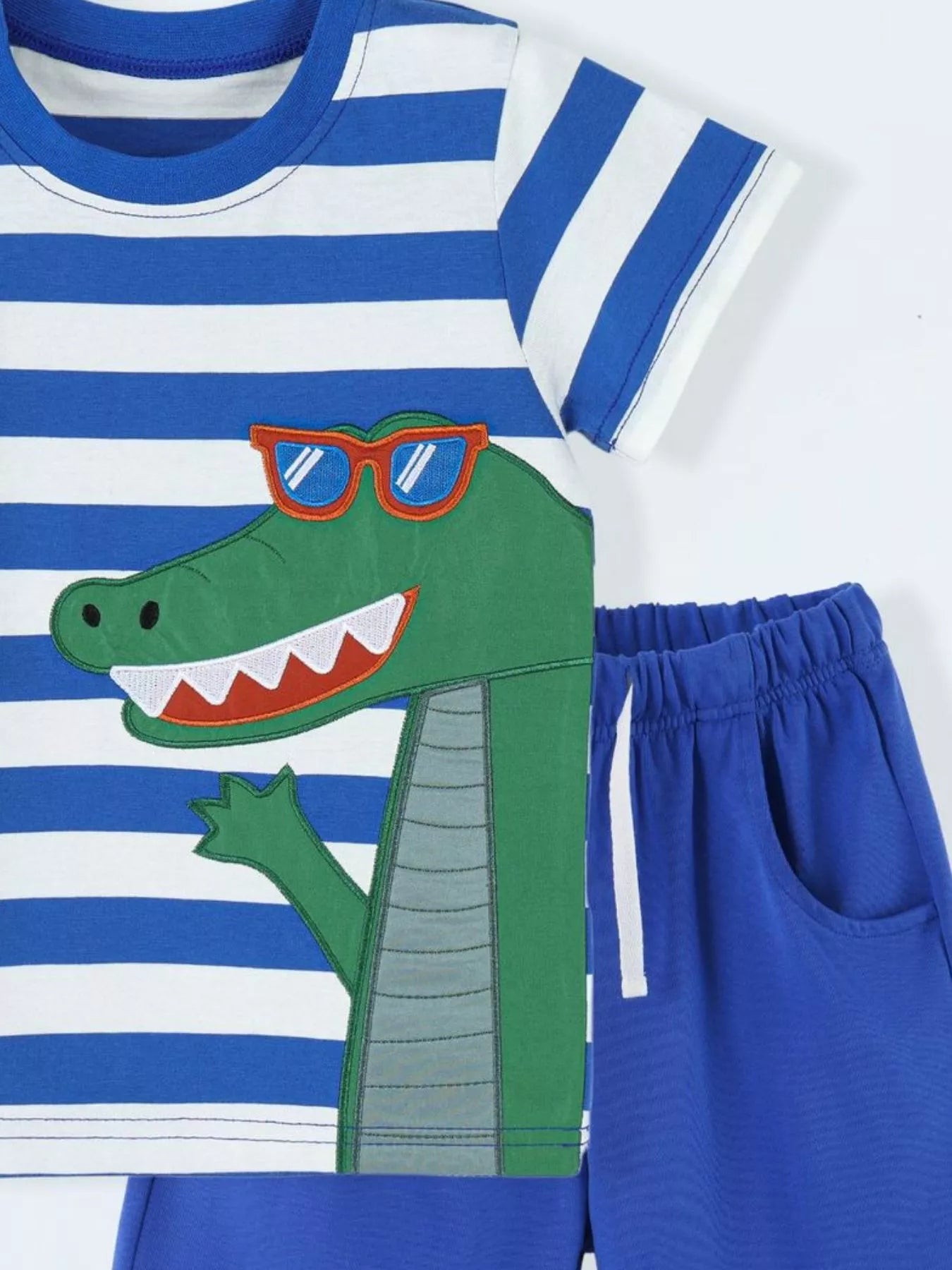 Children‘s Striped Crocodile T-Shirt and Shorts Set