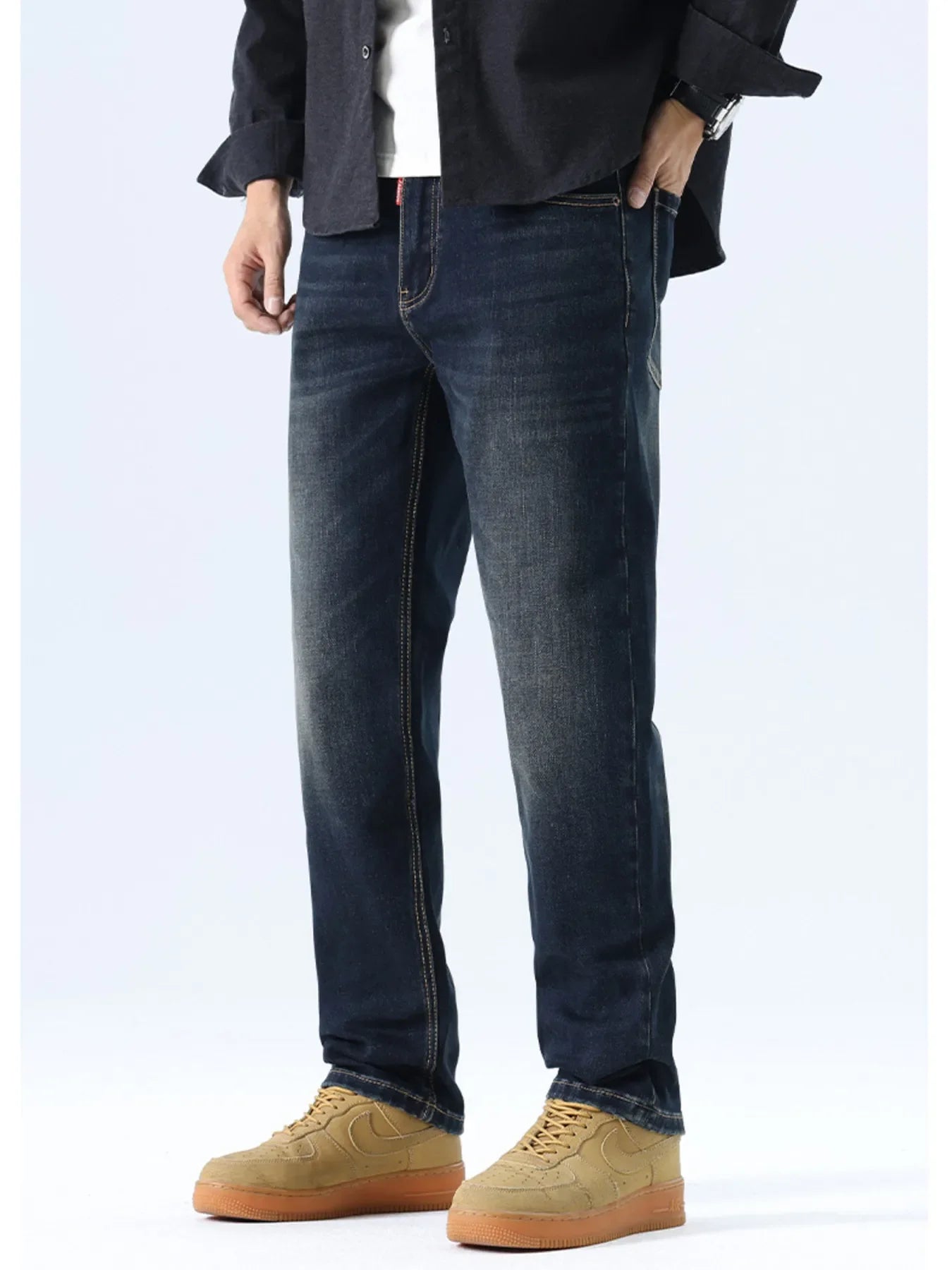 Men's Straight Leg Washed Jeans
