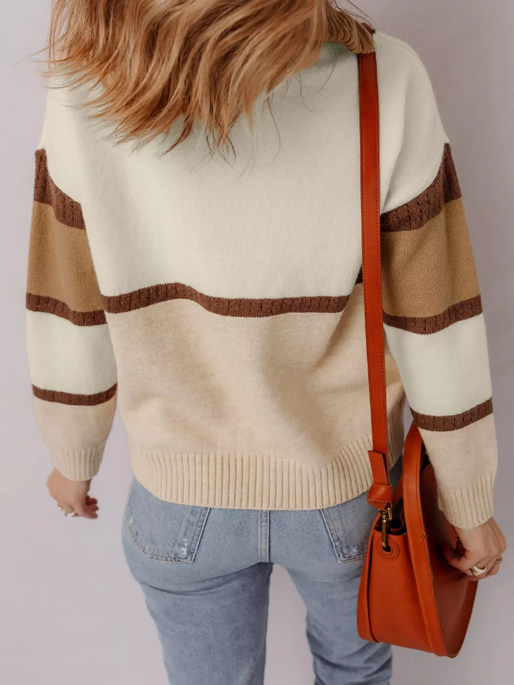 Color Block Zipped Collared Sweater