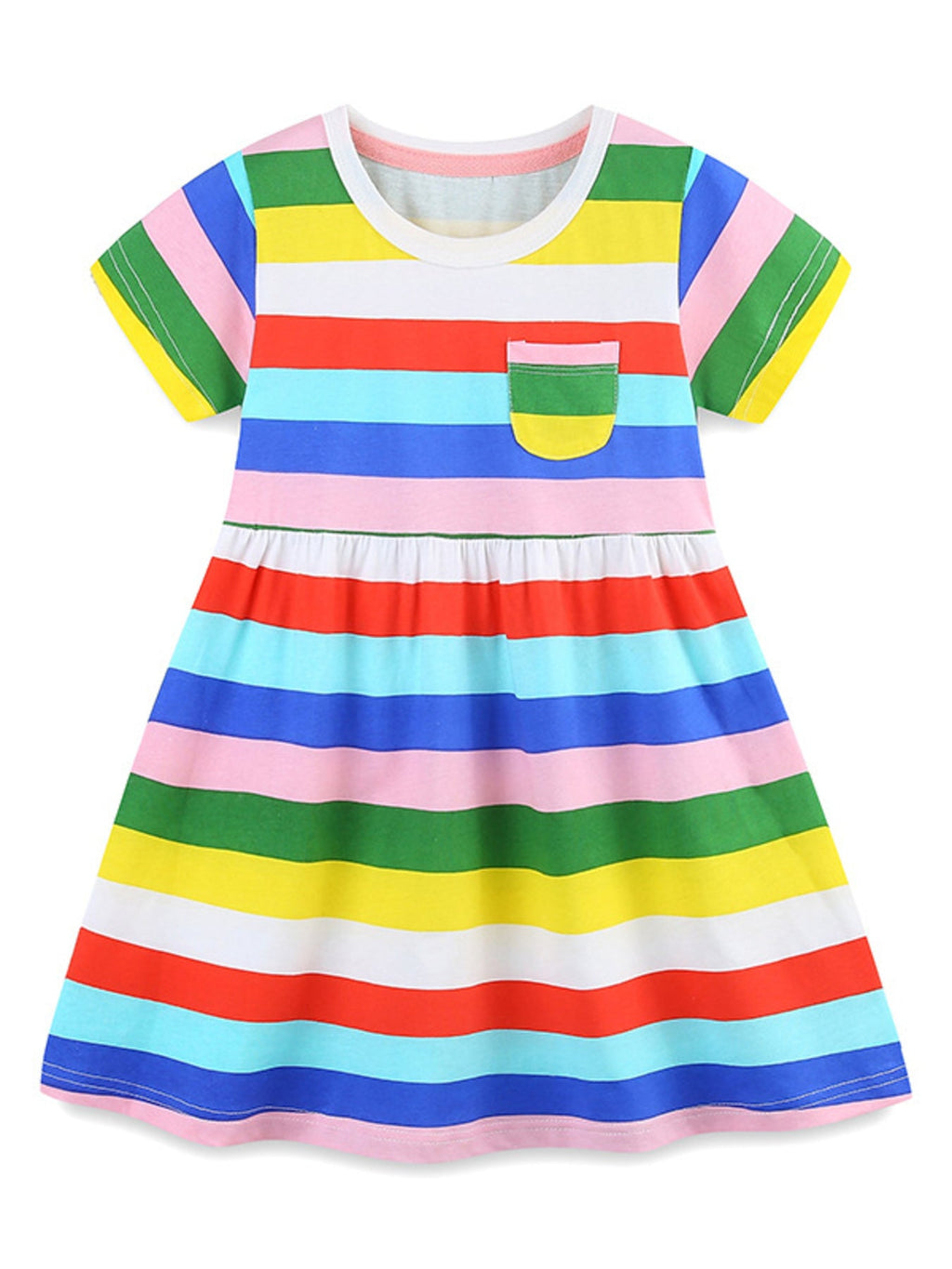 Children's Striped Casual Short Sleeve Dress