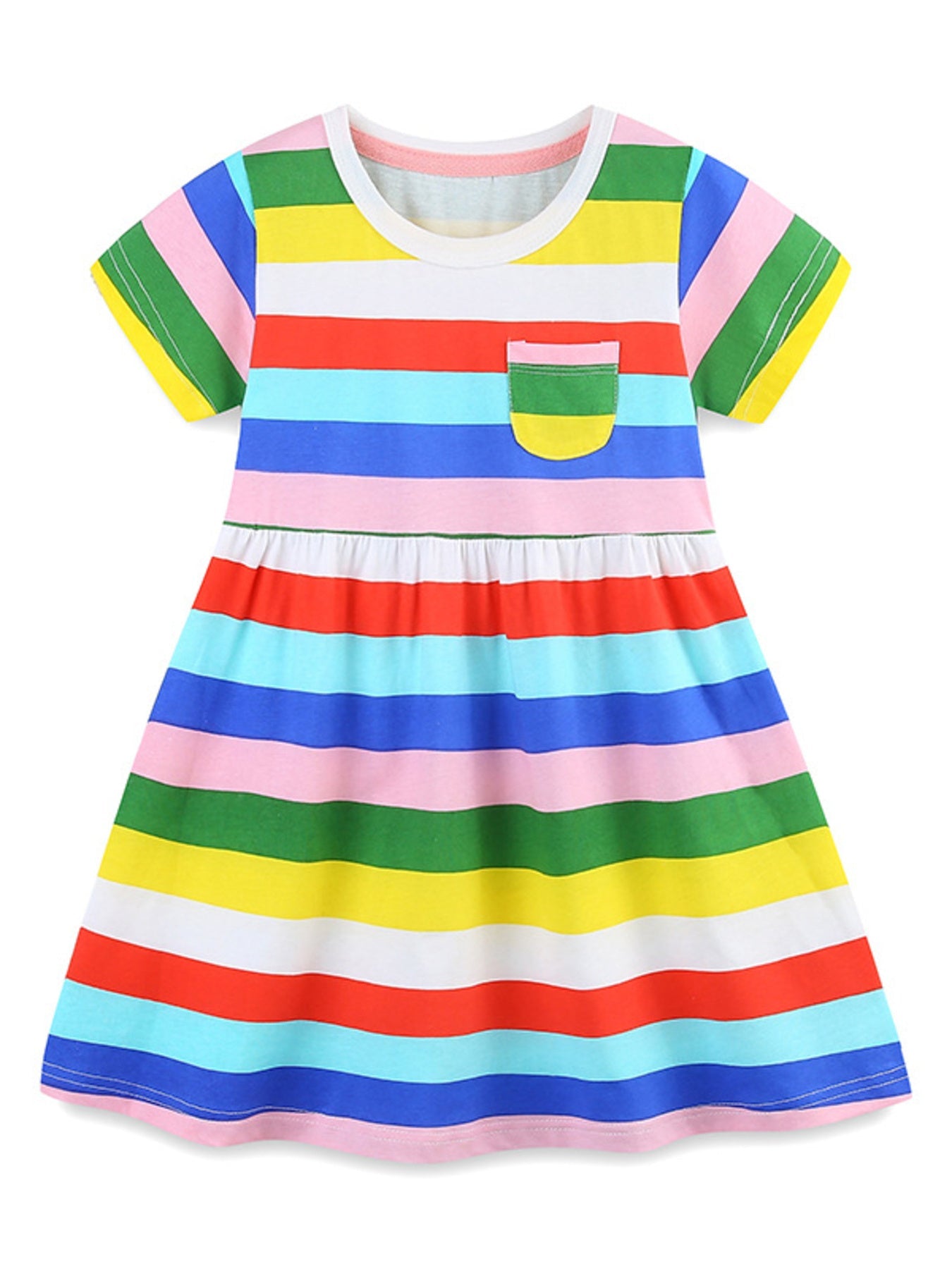 Children's Striped Casual Short Sleeve Dress