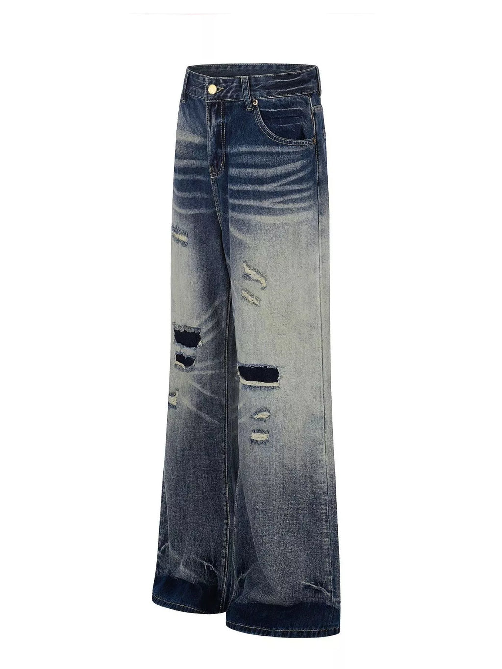 Men's Full Size Distressed Wide-Leg Bootcut Jeans Plus Size