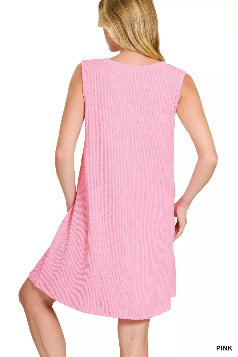 Zenana Raised Rib Sleeveless Mini Dress