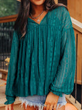 Lace Tie Neck Long Sleeve Blouse