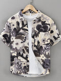 Men's Plus Size Printed Button Up Short Sleeve Shirt
