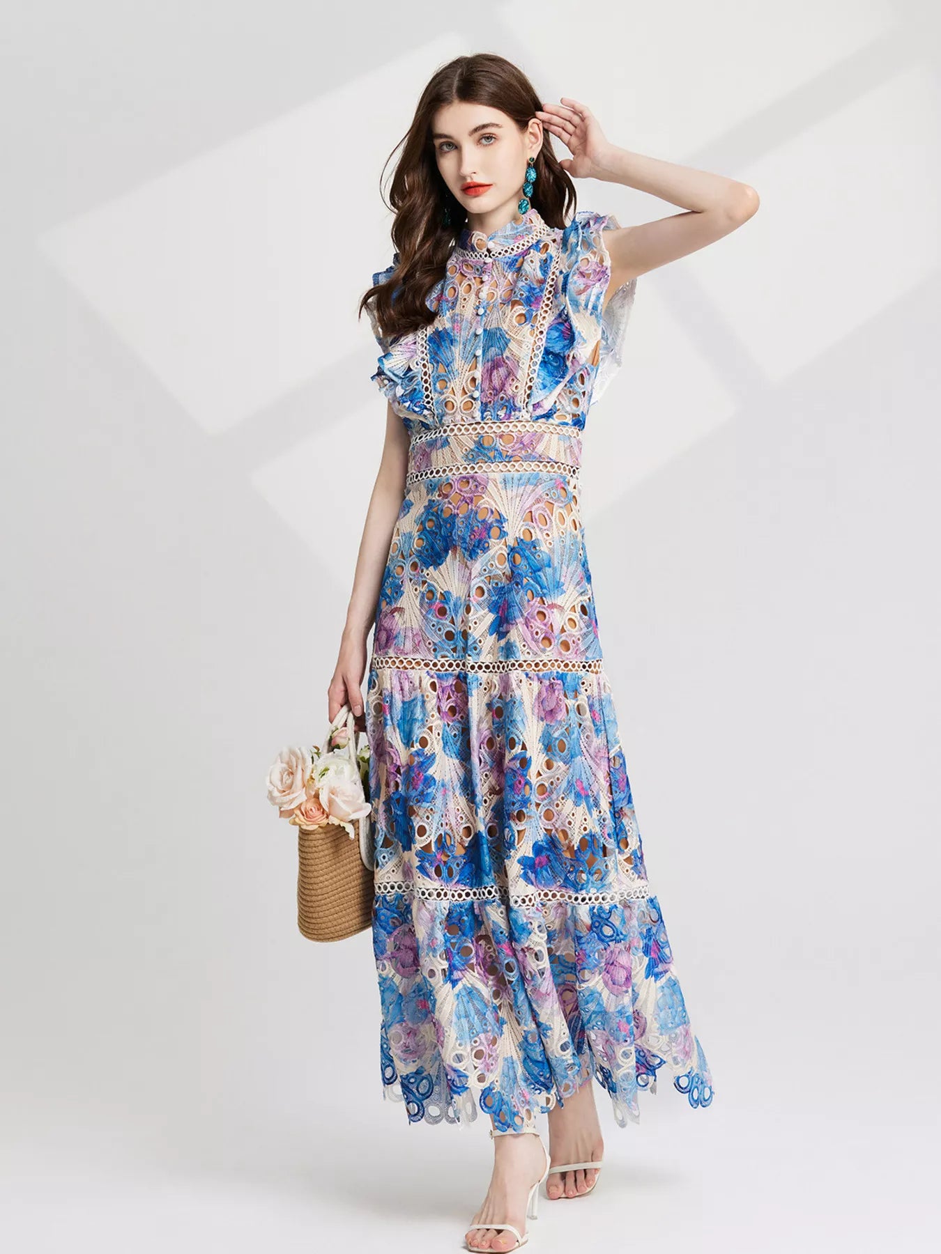 Floral Lace Detail Maxi Dress