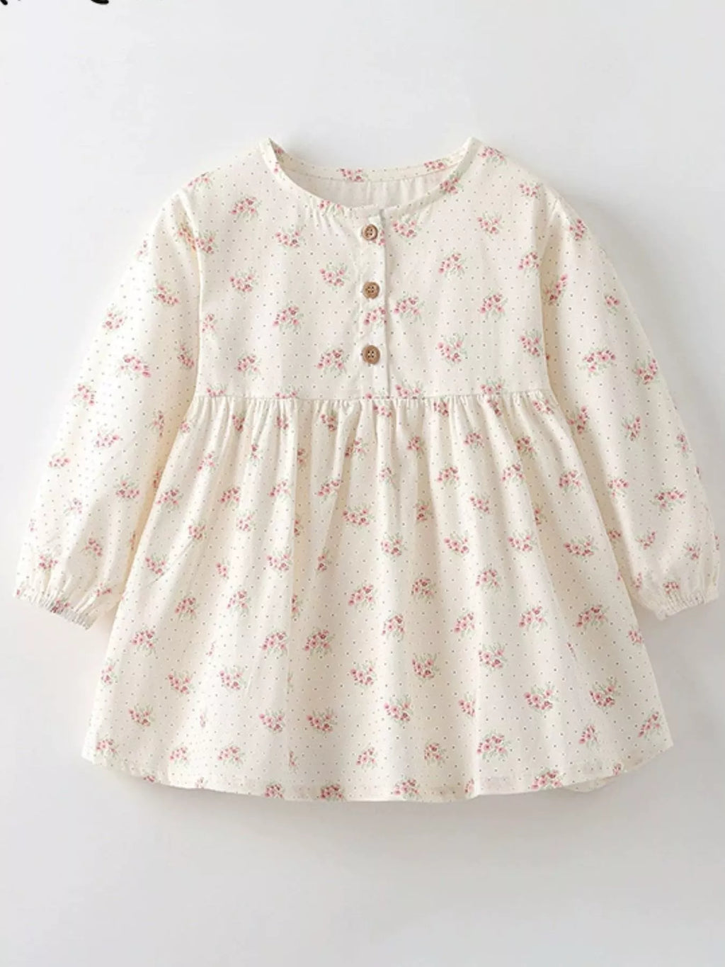 Children's Floral Print Long Sleeve Casual Dress