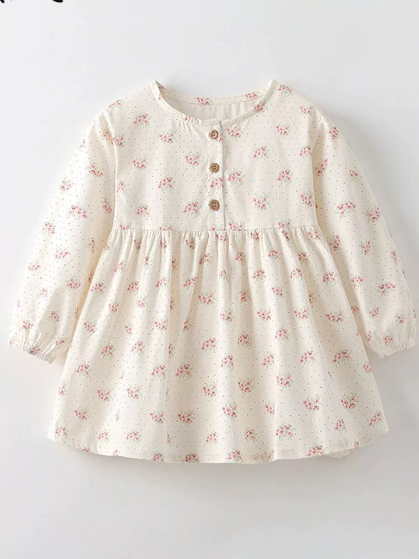 Children's Floral Print Long Sleeve Casual Dress