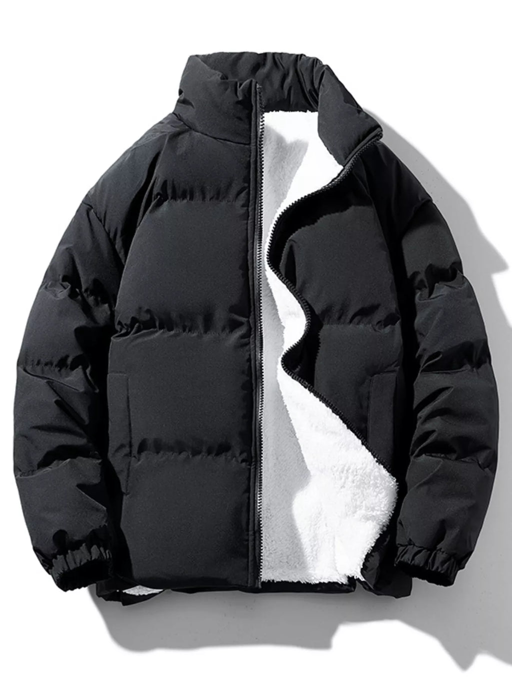Men's Plus Size Zip Up Sherpa Lined Puffer Jacket
