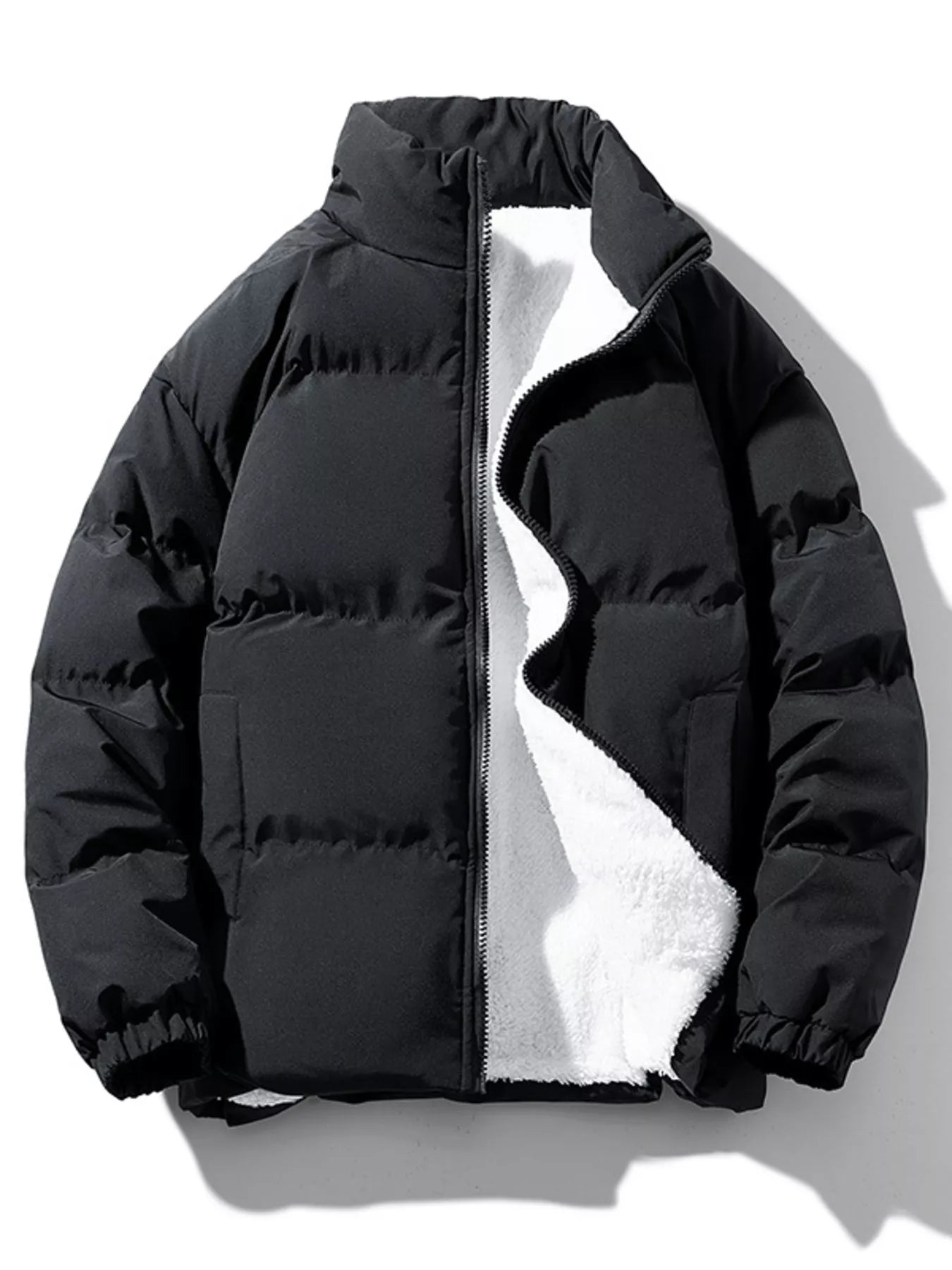 Men's Plus Size Zip Up Sherpa Lined Puffer Jacket