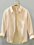 Men's Plus Size Striped Button Up Long Sleeve Shirt