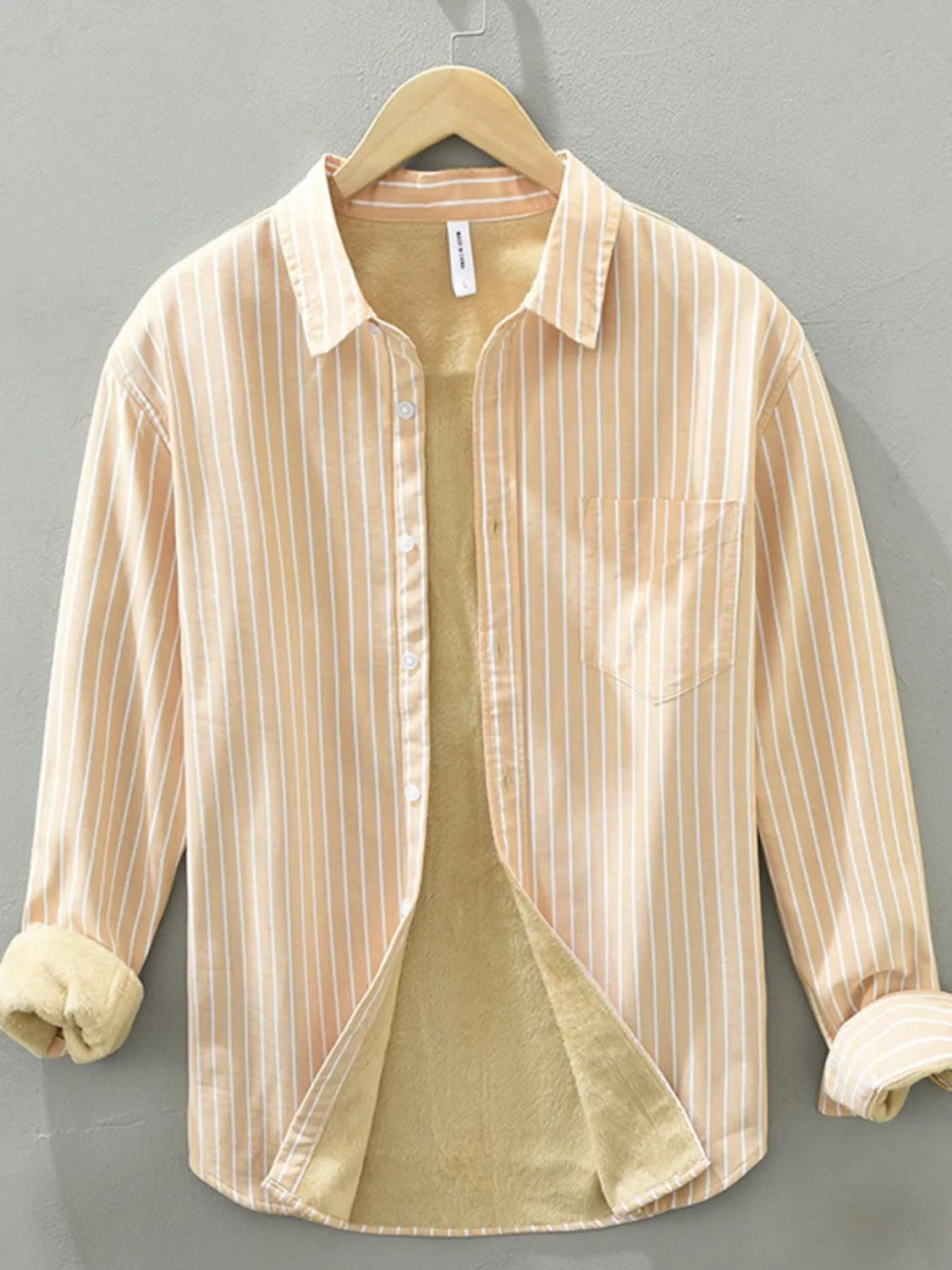 Men's Plus Size Striped Button Up Long Sleeve Shirt