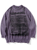 Men's Distressed Round Neck Sweater