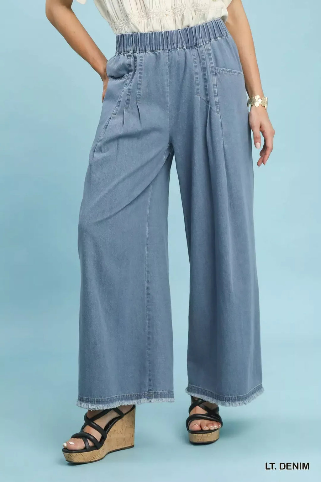 Umgee Stone Washed Wide Leg Pants