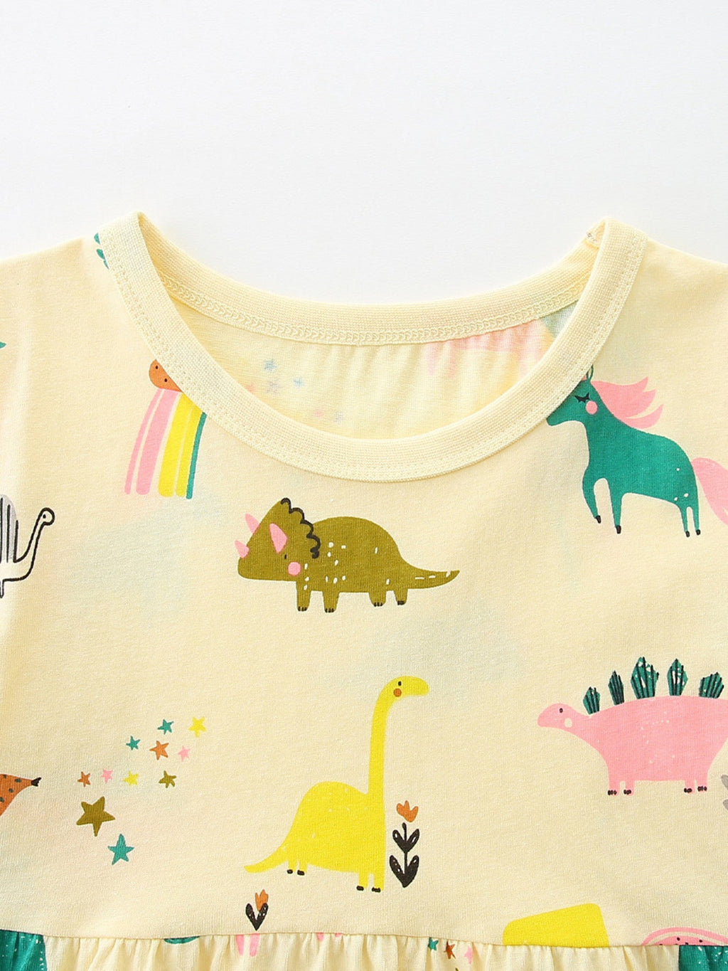 Children's Cartoon Dinosaur Print Casual Dress