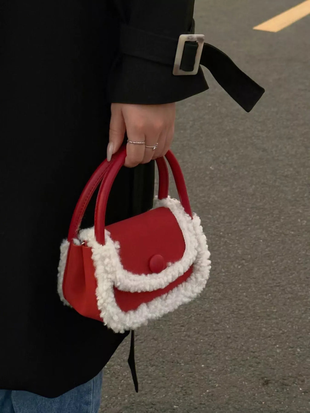 Fluffy Trim Mini Crossbody Bag