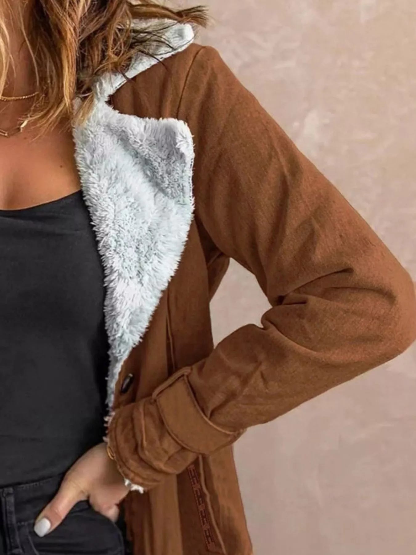 Full Size Sherpa Lined Button Up Outerwear Plus Size