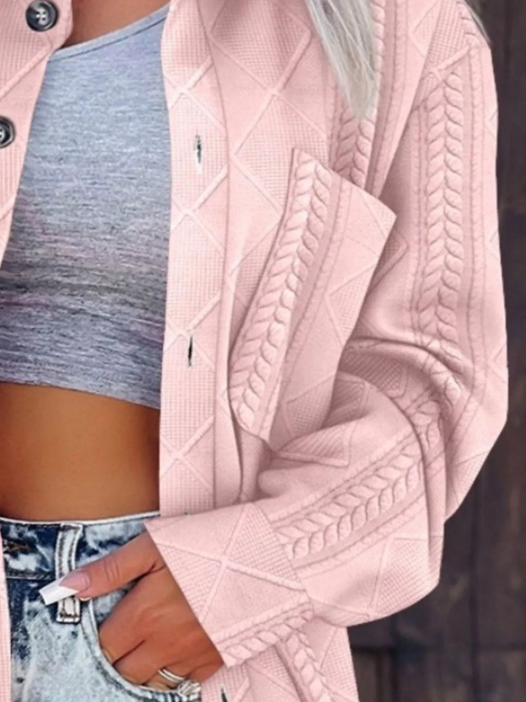 Button Up Long Sleeve Knit Outerwear