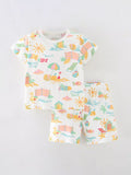 Children's Beach Print Round Neck Tee and Shorts Set