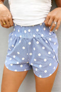 Polka Dot Striped Elastic Waist Shorts