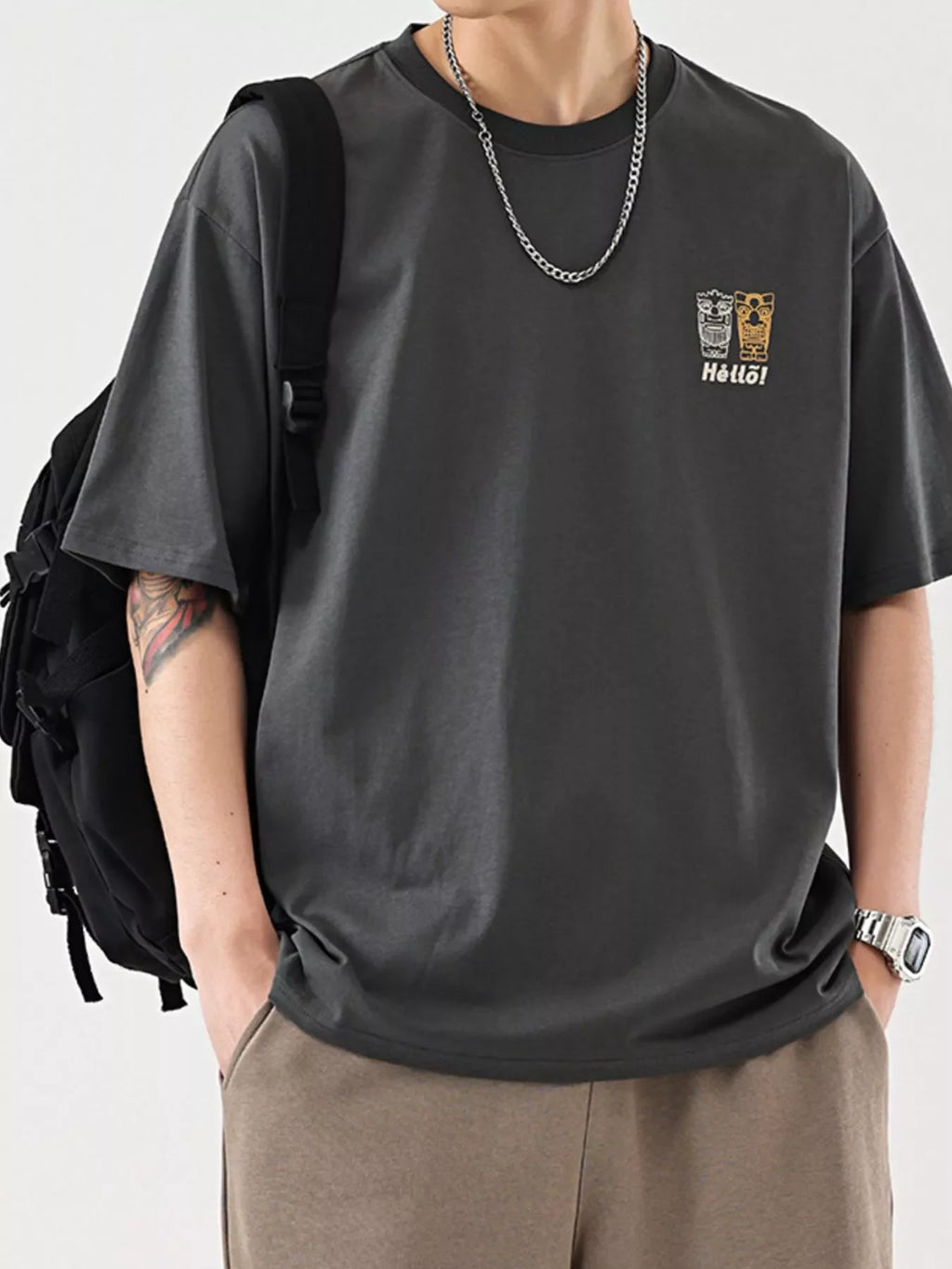 Men's Plus Size Graphic Round Neck Half Sleeve T-Shirt