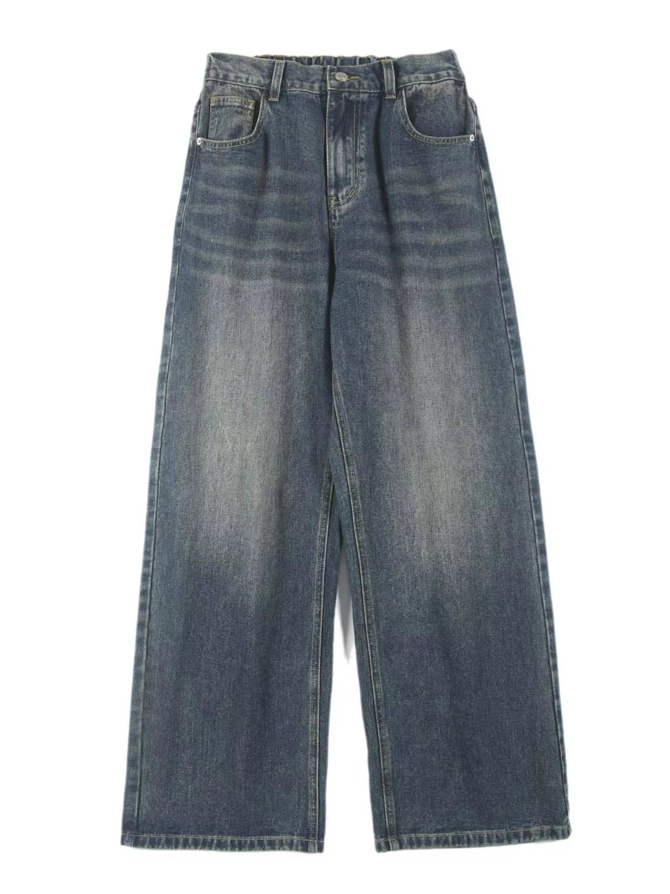 Men's Full Size Washed Straight Jeans Plus Size