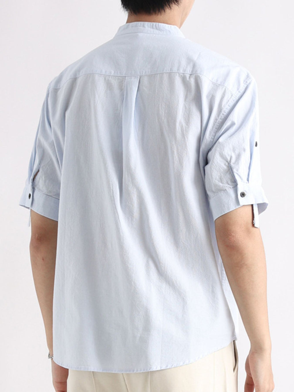 Men's Plus Size Button Detail Short Sleeve Blouse