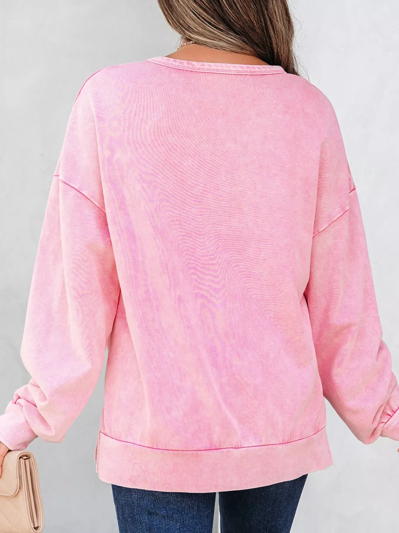 Mineral Wash Bow Patchwork Sweatshirt