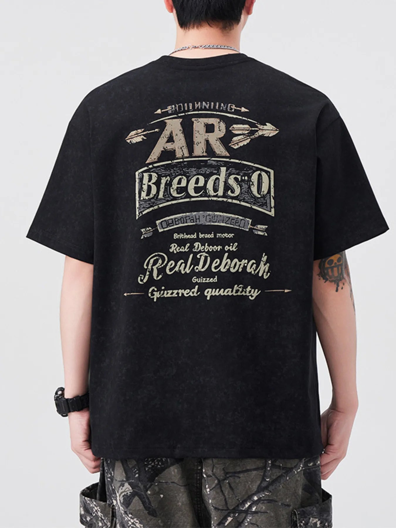 Men's Plus Size Letter Round Neck Short Sleeve T-Shirt