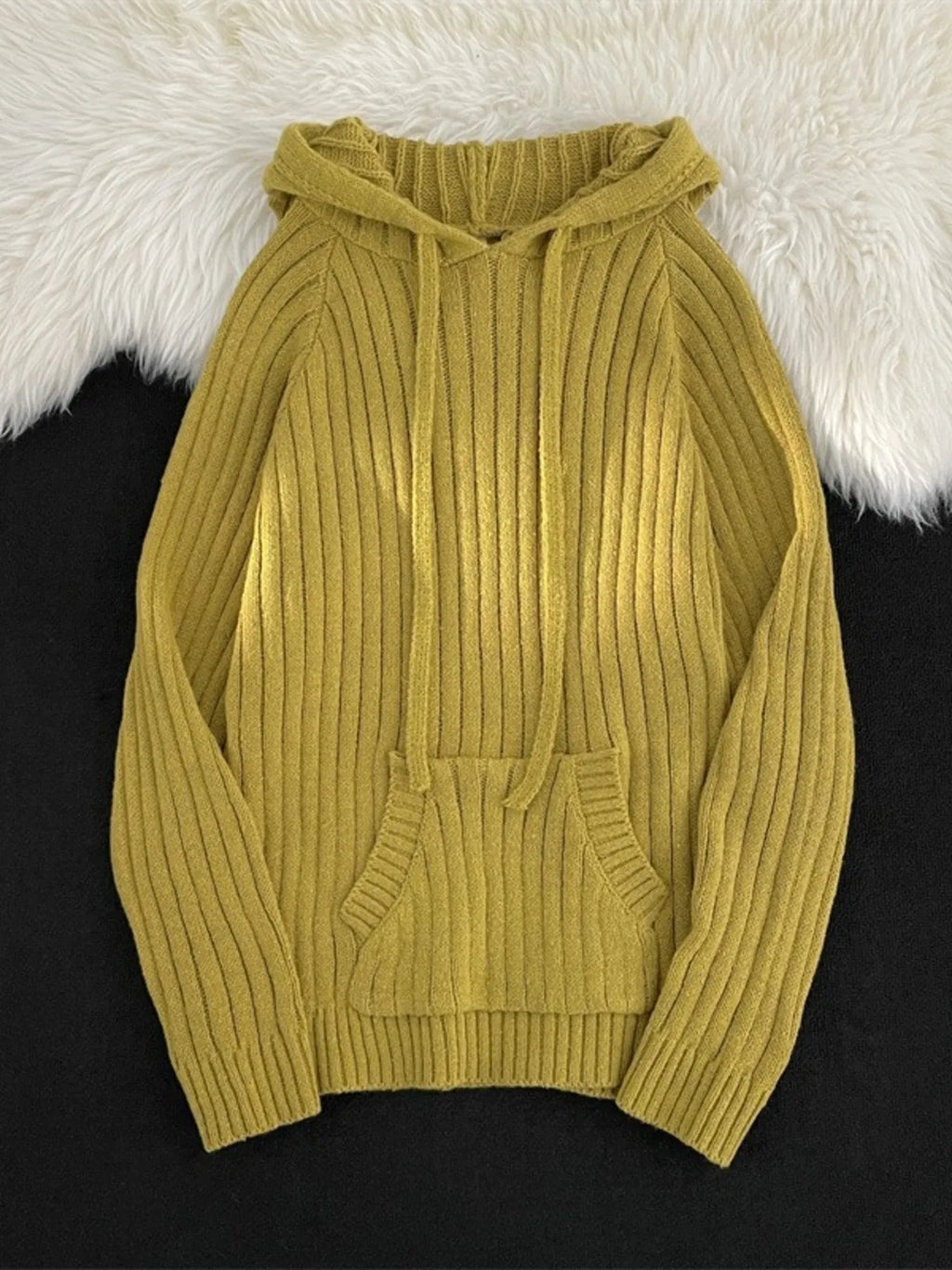 Men's Ribbed Knit Hooded Sweater