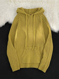 Men's Ribbed Knit Hooded Sweater
