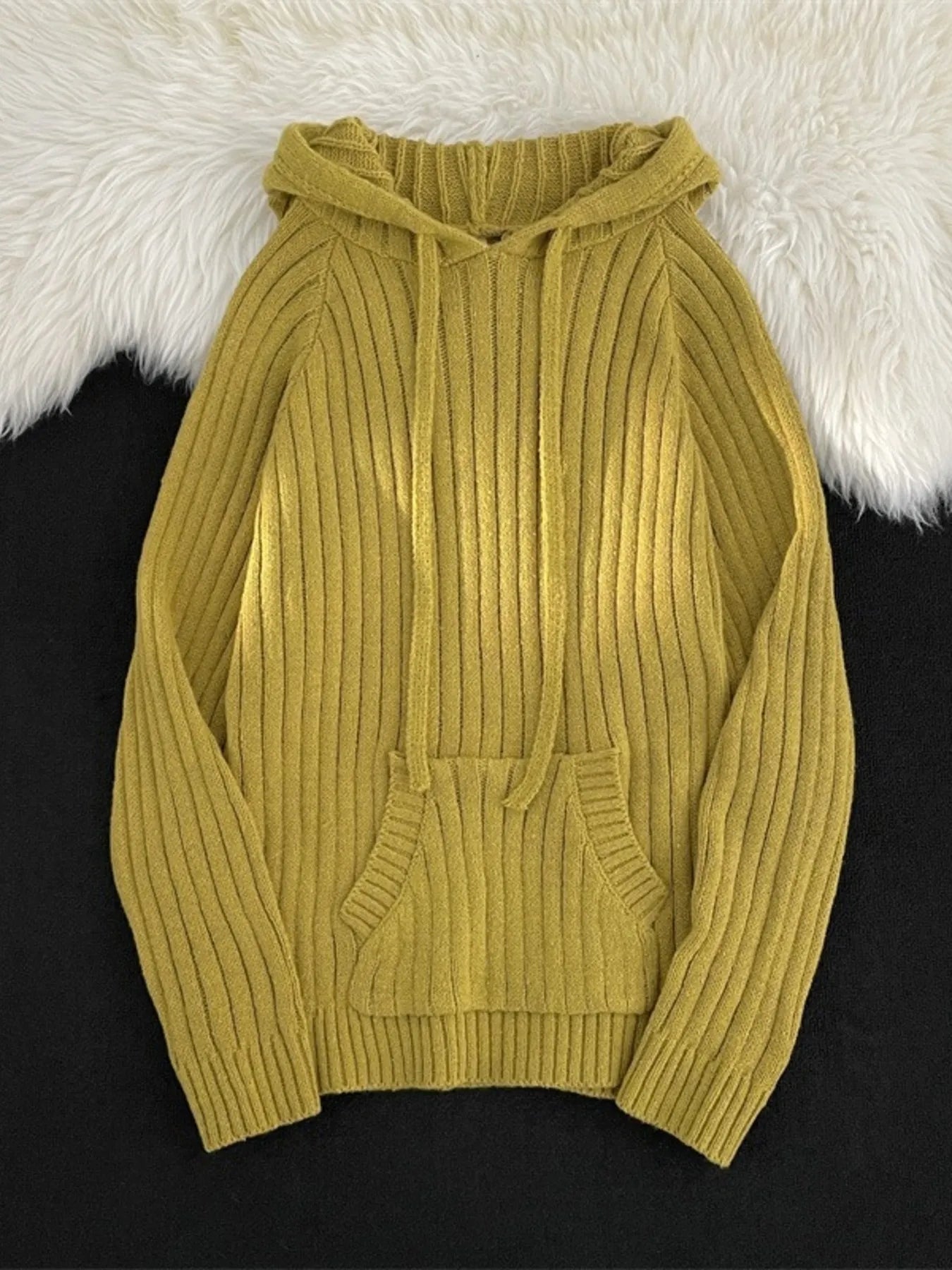 Men's Ribbed Knit Hooded Sweater