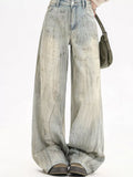 Men's Full Size Vintage Wash Wide Leg Jeans Plus Size