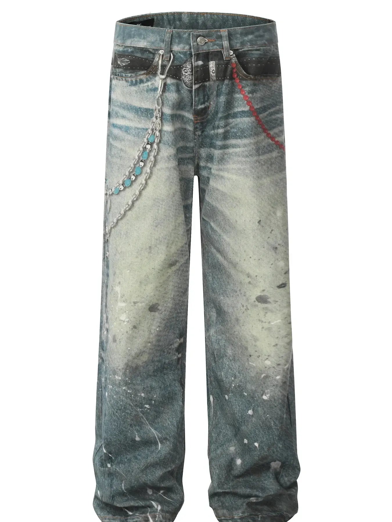 Men's Paint Splatter Wide Leg Jeans