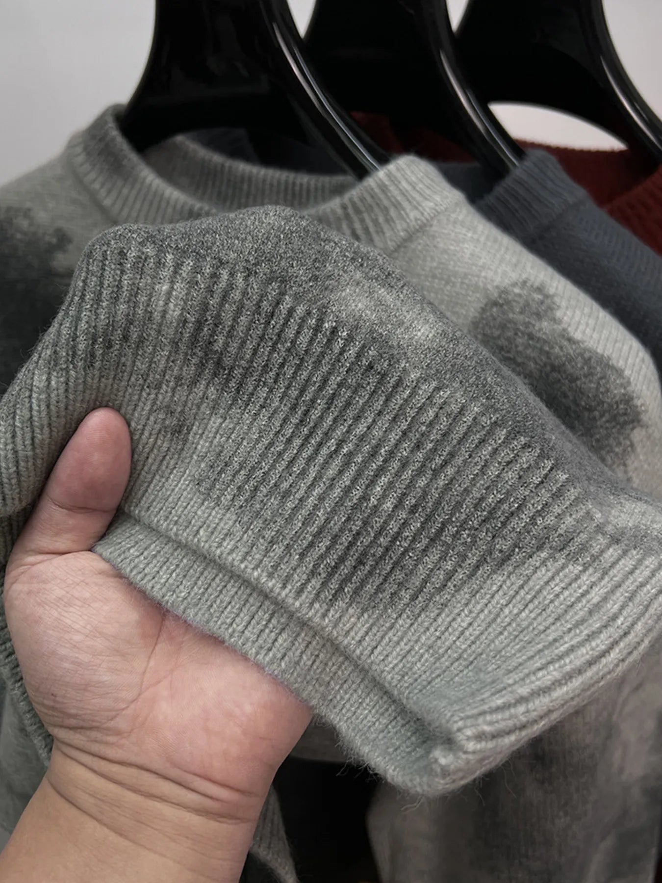 Men's Plus Size Ribbed Hem Round Neck Sweater
