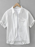 Men's Plus Size Breathable Striped Short Sleeve Shirt