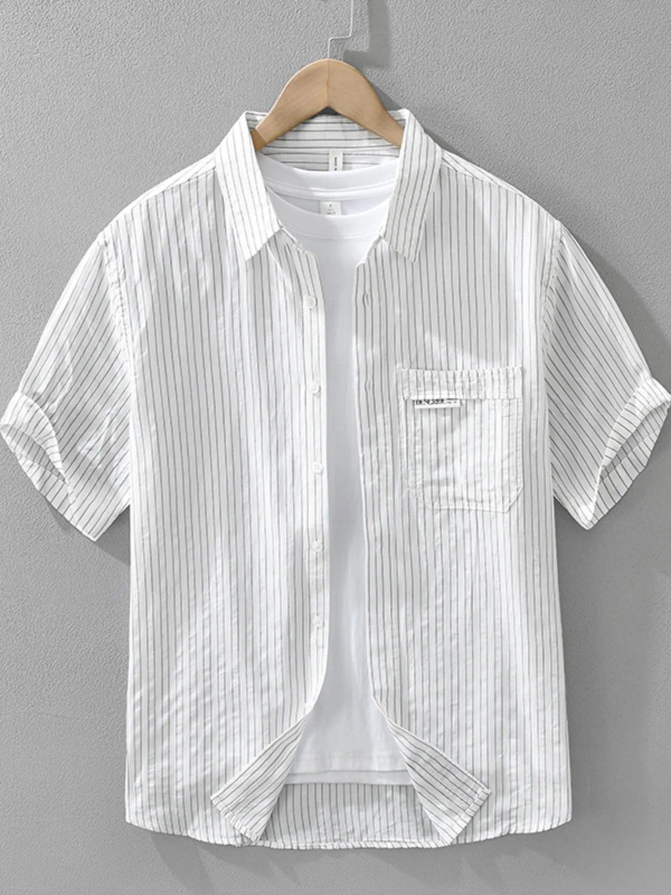 Men's Plus Size Breathable Striped Short Sleeve Shirt