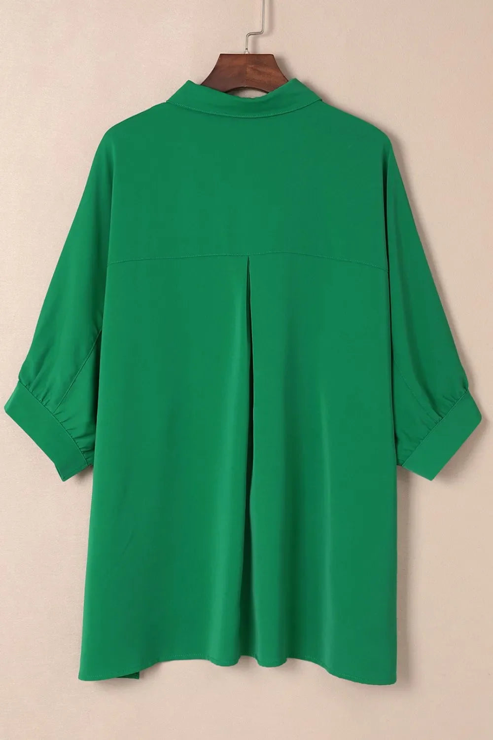 Collared Neck Three-Quarter Sleeve Shirt