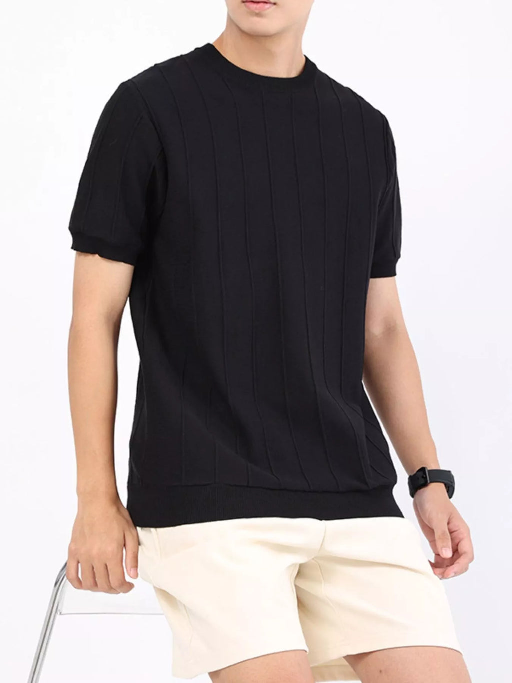 Men's Plus Size Textured Short Sleeve T-Shirt