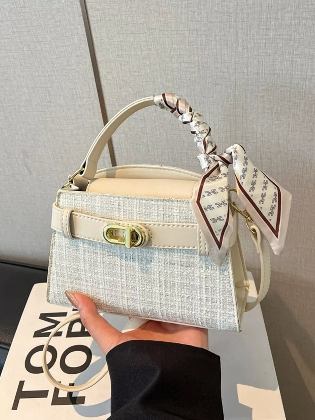 Texture Top Handle Crossbody Bag