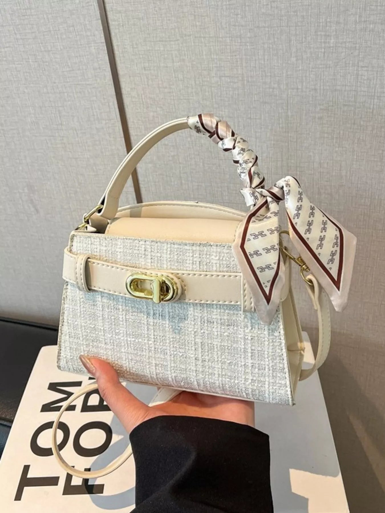 Texture Top Handle Crossbody Bag