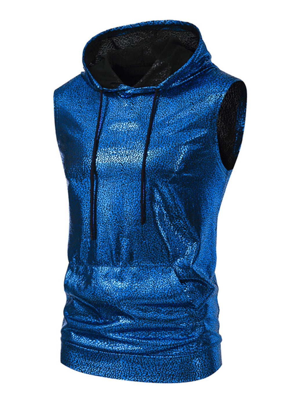 Men's Drawstring Sleeveless Hooded Top